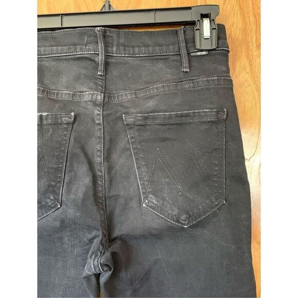 MOTHER The Hustler High-Rise Ankle-Fray Jeans in Not Guilty-Black Size 26‎ - Picture 7 of 12